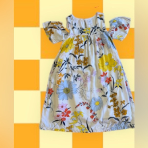 Gap Kids Floral Botanical Cold Shoulder Swing white floral Dress Size L - Picture 6 of 16